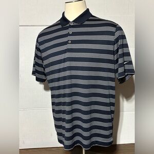 Nike Golf Tour Performance Men's Striped Polo Shirt - Navy & white 31”L 23” p2p
